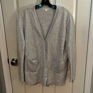 COS long light blue cotton v neck cardigan